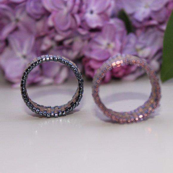 Handwoven Artisan Beaded Rings -  Wide Band Beaded Ring - New - Picture 12 of 14